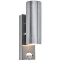Show details for  Up & Down PIR Wall Light, GU10 (Lamp Not Included), Stainless Steel, IP44, Rado Range