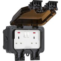 Show details for  IP66 13A 2 Gang DP Switched Socket With Neon - Black