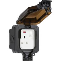 Show details for  IP66 13A 1 Gang DP Switched Socket With Neon - Black