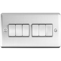 Show details for 10A 2 Way Switch, 6 Gang, Stainless Steel, Grey Trim, Enhance Range