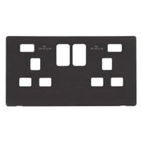 Show details for  Definity Screwless Black COVER PLATE ONLY For 13A 2 Gang Switched Socket With 2 x 2.1A USB Outlets