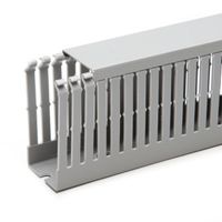 Show details for  Narrow Slot Panel Trunking, 60mm x 80mm, 2m, PVC, Grey