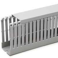 Show details for  Narrow Slot Panel Trunking, 40mm x 80mm, 2m, PVC, Grey