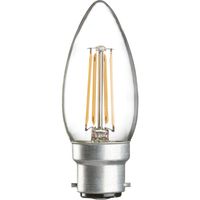 Show details for  4W LED BC Candle Filament Lamp, B22d, 2700K, 380lm, 230V, Dimmable, Clear