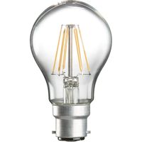 Show details for  8W LED GLS Filament Lamp, 2700K, 1120lm, B22, Dimmable, Clear