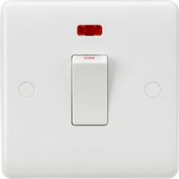 Show details for 45A Double Pole Switch with Neon, 1 Gang, White, Curved Edge Range
