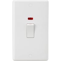 Show details for 45A Double Pole Switch with Neon, White, Curved Edge Range