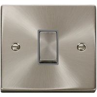 Show details for  10AX 2 Way Plate Switch, 1 Gang, Satin Chrome, Grey Trim, Deco Range