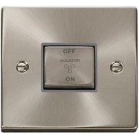 Show details for  10A 3 Pole Fan Isolation Plate Switch, 1 Gang, Satin Chrome, Grey Trim, Deco Range