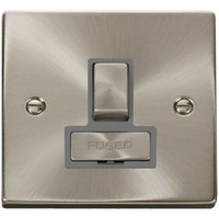 Show details for  13A Double Pole Switched Fused Spur, 1 Gang, Satin Chrome, Grey Trim, Deco Range