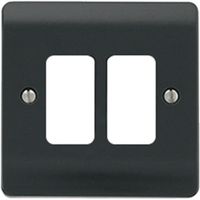 Show details for  Grid Front Plate, 2 Gang, Anthracite Grey, GridPro Range