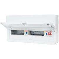Show details for  100A Main Switch Consumer Unit with RCD, 18 Way, Steel, White, IP4X, Defender 2.0 Range