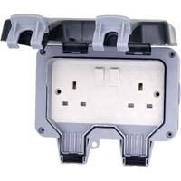 Show details for  Weatherproof 13A Double Pole Switched Socket, 2 Gang, Grey, IP66