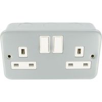 Show details for  Metalclad 13A Double Pole Switched Socket, 2 Gang, Grey