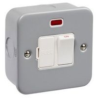 Show details for Metal Clad 13A Double Pole Switched Fused Connection Unit, with Neon, 1 Gang, Grey, White Insert