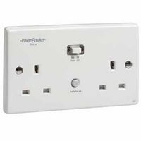 Show details for  13A RCD PowerBreaker Unswitched Twin Socket, 2 Gang, White