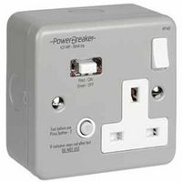 Show details for  Metal Clad 13A RCD Switch Socket, 1 Gang, Grey, White Insert, Type A, 30mA