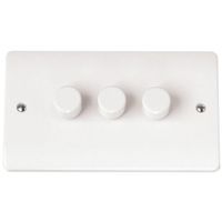 Show details for  100W 2 Way Dimmer Switch, 3 Gang, White, Mode Range