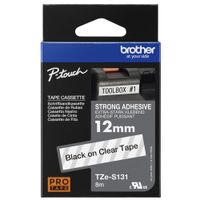 Show details for  Labelling Tape, 12mm, Black on Clear, Strong Adhesive
