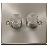 Show details for  100W 2 Way Dimmer Switch, 2 Gang, Satin Chrome, Deco Range