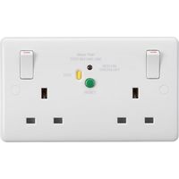 Show details for  13A Double Pole RCD Switched Socket, 2 Gang, White, Curved Edge Range