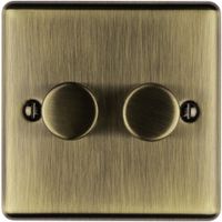 Show details for  400W LED 2 Way Dimmer Switch, 2 Gang, Antique Brass, Enhance Range