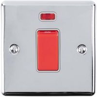 Show details for  45A Double Pole Switch with Neon, 1 Gang, Polished Chrome, Grey Trim, Enhance Range
