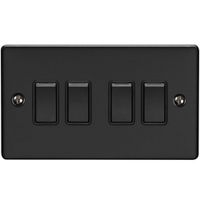 Show details for  10A 2 Way Switch, 4 Gang, Matt Black, Enhance Range