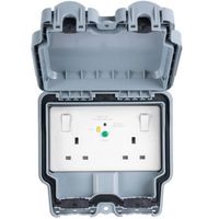 Show details for  Weatherproof 13A Double Pole Passive RCD Switched Socket, Grey, IP66, 2 Gang, Euroseal Range