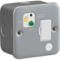 Show details for  Metal Clad 13A RCD Fused Spur Unit, 1 Gang, Grey, White Insert, Type A, 30mA