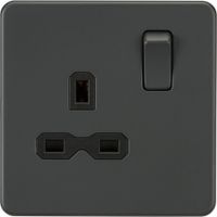 Show details for  13A Double Pole Switched Socket, 1 Gang, Anthracite