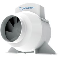 Show details for  100mm Mixed Flow In-Line Duct Fan with Timer, White, Monsoon Range