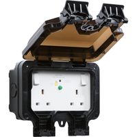 Show details for  Weatherproof 13A Double Pole RCD Switched Socket, 2 Gang, Black, IP66