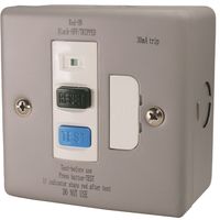 Show details for  Metal Clad 13A Double Pole RCD Fused Connection Unit, 1 Gang, Grey, White Insert