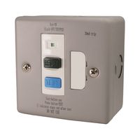 Show details for  Metal Clad 13A Double Pole RCD Fused Connection Unit, 1 Gang, White Insert & Rocker