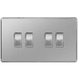 Show details for  10AX 2 Way Light Switch, 4 Gang, Brushed Steel, Flatplate Screwless Range
