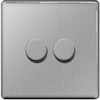 Show details for  400W 2 Way Push On/Off Dimmer Switch, 2 Gang, Brushed Steel, Flatplate Screwless Range