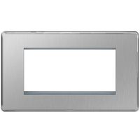 Show details for  Euro Module Front Plate, 1 Gang, Brushed Steel, Screwless Flatplate Range