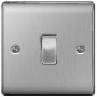 Show details for 10AX Intermediate Light Switch, 1 Gang, Brushed Steel, Nexus Metal Range