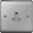 Show details for  5A Unswitched Round Pin Socket, 1 Gang, Brushed Steel, Grey Trim, Nexus Metal Range