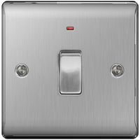 Show details for  20A Double Pole Switch with Indicator, 1 Gang, Brushed Steel, Nexus Metal Range