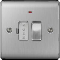 Show details for 13A Switched Fused Connection Unit with Indicator, 1 Gang, Brushed Steel, Nexus Metal Range