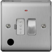 Show details for 13A Switched Fused Connection Unit with Indicator and Cable Outlet, 1 Gang, Brushed Steel, Nexus Metal Range