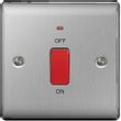 Show details for  45A Double Pole Switch with Indicator, 1 Gang, Brushed Steel, Nexus Metal Range