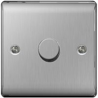 Show details for  400W 2 Way Push On/Off Dimmer Switch, 1 Gang, Brushed Steel, Nexus Metal Range