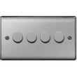 Show details for  400W 2 Way Push On/Off Dimmer Switch, 4 Gang, Brushed Steel, Nexus Metal Range