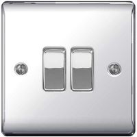 Show details for 10AX 2 Way Light Switch, 2 Gang, Polished Chrome, Nexus Metal Range