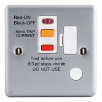 Show details for Metal Clad 13A RCD Protection Fused Connection Unit, 1 Gang, Grey, White Insert