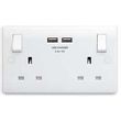 Show details for  13A Switched Socket Outlet with USB, 2 Gang, White, Nexus 800 Range