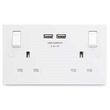 Show details for  13A Switched Socket Outlet with USB, 2 Gang, White, Nexus 800 Range